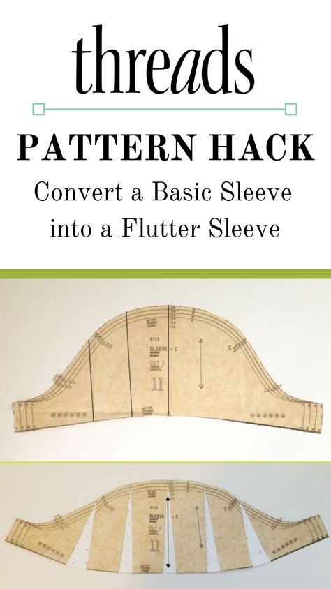 Learn how to change a basic sleeve pattern into a flutter sleeve.    #PatternHack #Fluttersleeve #sleevepattern #Sewing #howtosew Sewing Tips, Couture, Fat Quarter Projects, Pattern Hack, Beginner Sewing Projects Easy, Leftover Fabric, Fabric Baskets, Sewing Skills, Sewing Projects For Beginners