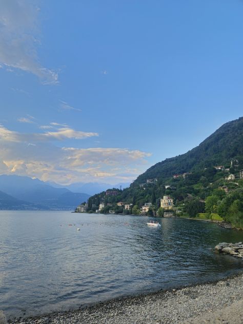 Lake como beach, Dorio, Dervio Lake Como, Travel, Lake Como Beach, Travel 2024, Sky Aesthetic, Lake, Instagram Photos, Photo And Video, Instagram Photo