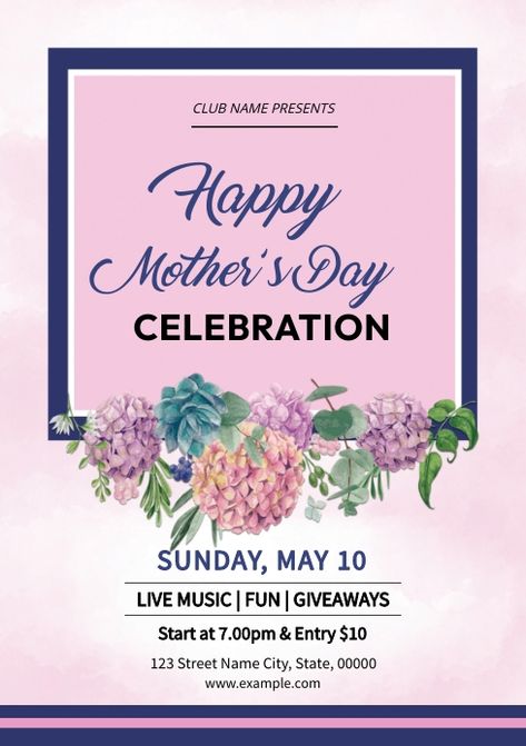 Mothers Day Invitation Card, Day Party Flyer, Birthday Videos, Homeschool Portfolio, Mother's Day Party, Mothers Day Event, Invert Colors, Party Flyer Template, Party Flyers