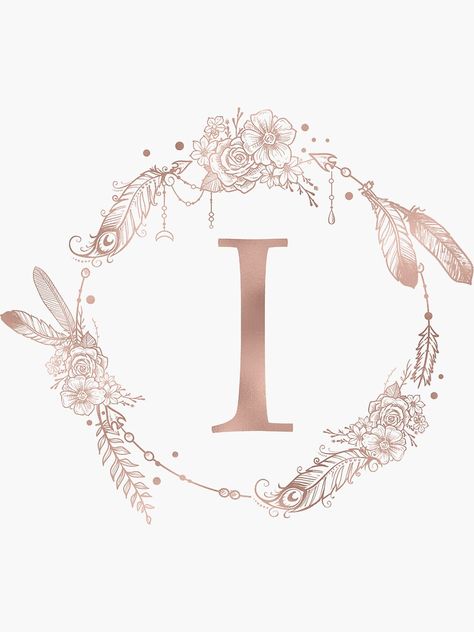 "Letter I Rose Gold Pink Initial Monogram" Sticker by naturemagick | Redbubble
