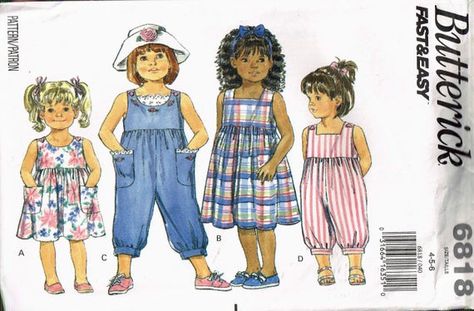 Jumpsuit Sewing Pattern, Jumpsuit Sewing, Toddler Dress Patterns, Jumpsuit Pattern Sewing, Girls Dress Sewing Patterns, Clothing Sewing, Dress Jumpsuit, Jacket Pattern Sewing, Butterick Sewing Pattern