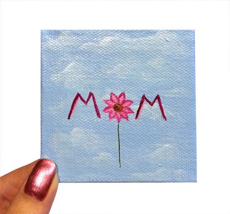 Mother's Day Painting Ideas Canvases, Acrylic Painting Mini Canvas, Painting Mini Canvas, Mothers Day Drawings, Mini Toile, Mother Painting, Dibujo Simple, Birthday Painting, Mother's Day Gift Card