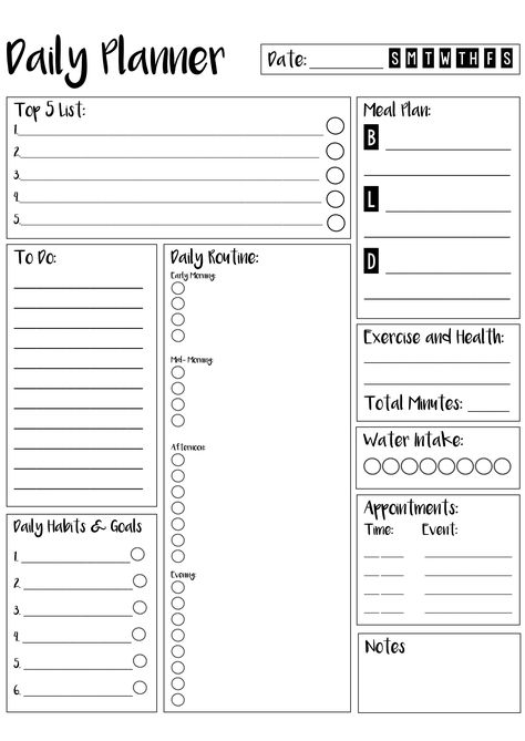 Daily Planner Printable Free. Dry erase. Goals. Meal planning. To do list. Daily Routine. Studie Hacks, To Do List Daily, Daily Planner Printables Free, Free Daily Planner, To Do List Printable, To Do Planner, Daily Planner Pages, Routine Planner, Planner Printables Free