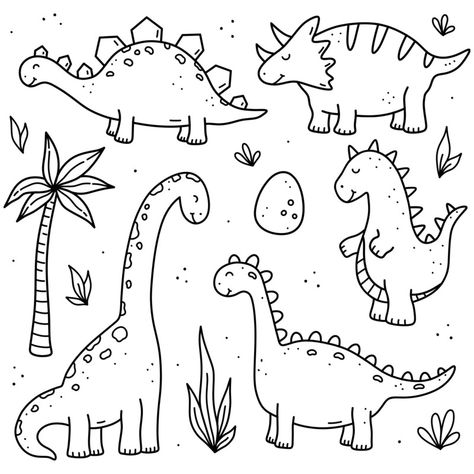 Coloring Sheets Dinosaurs, Dinos Drawing, Doodles Dinosaur, Dinosaur Drawing Cute, Dinosaur Doodles, Coloring Dinosaur, Dino Doodle, Dinosaur Doodle, Hello Kitty Princess