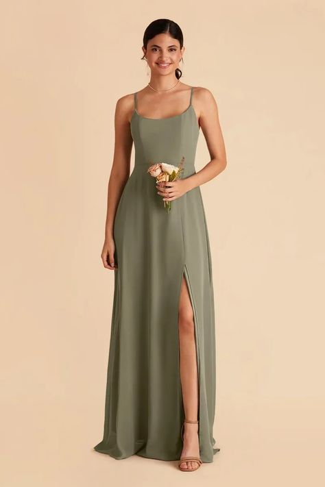 Halter Neck Bridesmaid Dresses, Scoop Neck Bridesmaid Dress, Olive Bridesmaid Dresses, Bridal Shower Treats, Olive Green Bridesmaid Dresses, Satin Gowns, Wedding Roles, Birdy Grey, Satin Dress Long