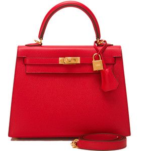 Pre-Owned Hermes Rouge Casaque Epsom Sellier Kelly 25cm Gold Hardware Sac Hermes Kelly, Tas Hermes, Hermes Purse, Hermes Kelly 25, Red Leather Purse, Hermes Kelly Bag, Red Leather Handbags, Colorful Handbags, Real Leather Handbags