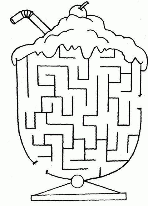 Easy Mazes. Printable Mazes for Kids. - Best Coloring Pages For Kids Mazes For Kids Printable, Ice Cream Coloring Pages, Maze Worksheet, Printable Mazes, Mazes For Kids, Ice Cream Birthday Party, Ice Cream Theme, Ice Cream Social, Ice Cream Birthday