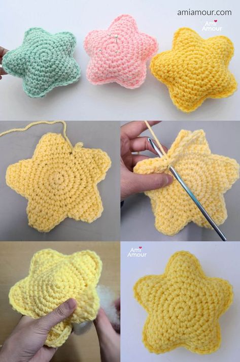 Crochet amigurumi Amigurumi Patterns, Star Crochet Applique Free Pattern, Crochet Stuffed Star Free Pattern, Crochet Star Wand, Crochet Patterns For Beginners Amigurumi, Star Free Crochet Pattern, Puff Star Crochet Pattern, Star Crochet Amigurumi, Crochet Star Plush Pattern