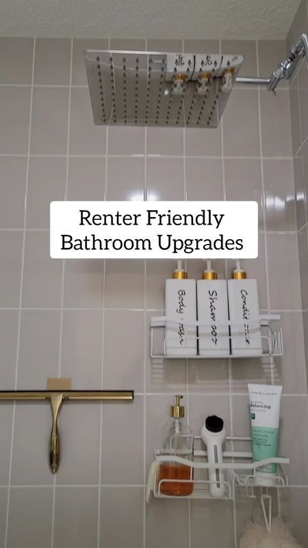 Spa Bathroom Apartment, Renter Hacks Apartments, Renter Friendly Bathroom, Renter Friendly Upgrades, Renters Kitchen, Rental Bathroom Makeover, School Apartment, Renter Friendly Decorating, Renter Hacks