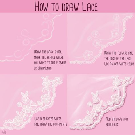 DIGITAL ART - How to Paint Lace — Steemit Digital Art Clothes, Art With Flo, Kristina Webb, Lace Drawing, Digital Painting Techniques, Lace Painting, Art Advice, 얼굴 그리기, Coloring Tips