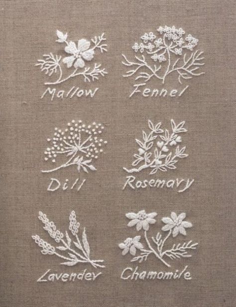 Photo (wonder / wander) Sew Ins, Autumn Embroidery Patterns, Easy Floral Embroidery, Unique Embroidery Ideas, Monochromatic Embroidery, Herb Embroidery, Pola Bordir, Boho Embroidery, Diy Broderie