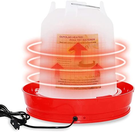 Amazon.com: OUYOLAD Heated Chicken Waterer, Hangable Chicken Water Heater for Prevents Freezing 120W, Heated Duck Waterer for Winter, Heated Plastic Poultry Fountain for Chicken Coop Accessories 3 Gallon : Patio, Lawn & Garden Chicken Water Heater, Heated Chicken Waterer, Duck Waterer, Chicken Coop Accessories, Coop Accessories, Chicken Waterer, Frozen Water, Poultry Farm, How To Get Warm