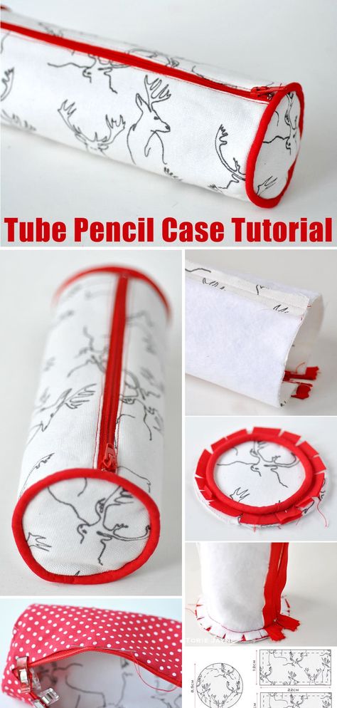 Piped Tube Pencil Case Tutorial Couture, Round Pencil Case, Pencil Case Ideas, Pencil Pouch Sewing, Upcycled Product, Pencil Pouch Diy, Pencil Case Tutorial, Pencil Case Sewing, Pencil Case Pattern