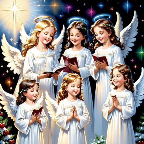 Heaven's song, the angels sing, In Your presence, our praises ring, With joyful hearts, we join the choir, In Your love, we'll never tire. Choir Of Angels, Heaven Song, Angels Singing, Heaven Pictures, Joyful Heart, Choir, Worship, Singing, Angel