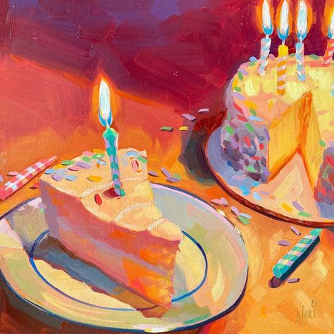 Essen, Birthday Painting, Cake Drawing, Pastel Cakes, Painting Birthday, Blue Text, 3rd Birthday Cakes, Birthday Illustration, Instagram Cake