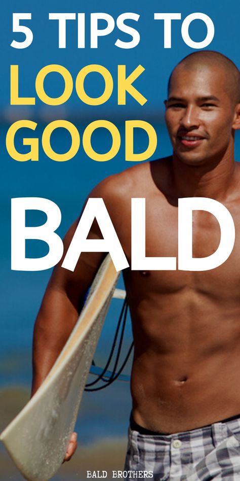 5 Tips on how to look good bald! If you are bald or going bald, then you'll definitely want to read this. #baldtips #howtolookgoodbald #baldmen Young Bald Men, Bald Head Man, Shaved Head Styles, Fashion Men Outfits, Bald Black Man, Haircuts For Balding Men, Working Outfit, Bald Men With Beards, Business Accessories