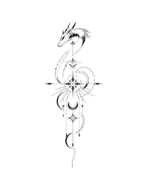 Intricate Dragon Tattoo, Dragon Tattoo With Meaning, Leo Dragon Tattoo, Dragon And Moon Tattoo For Women, Heart Dragon Tattoo, Meaning Of Dragon Tattoo, Simple Line Dragon Tattoo, Fantasy Forearm Tattoo, Back Tattoo Women Spine Dragon