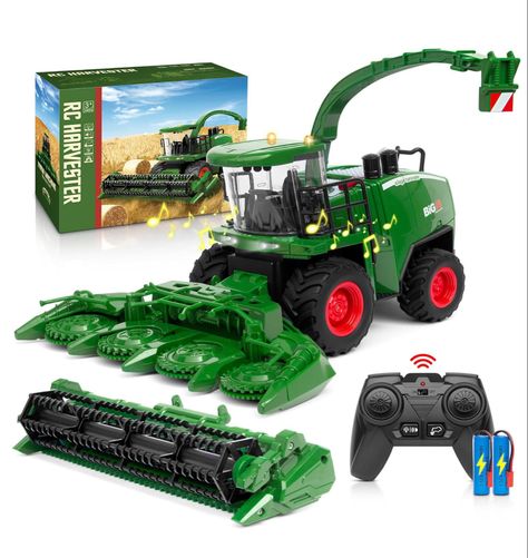 Remote Control Combine Harvester Tractor Toy, 1/24 Scale RC Harvester Toys for Kids with 2 Grian Heads/2 Rechargeable Batteries/Light, Farm Toys for 4 5 6 7 8 9 Year Old Boys Christmas Birthday gift. Rc Tractors, Combine Harvester, Farm Toys, Battery Lights, Birthday Gifts For Boys, Boys Birthday, Amazon Products, Christmas Birthday Gifts, Boys Christmas