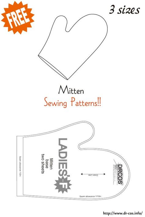 This is the pattern of Mitten. inch size(letter size) Children's-8/Ladies'-F/Men's-F cm size(A4 size) Children's-120/Ladies'-F/Men's-F Added the number of fabric meters required for each size Molde, Pola Topi, Beginner Sewing Patterns, Girls Dress Sewing Patterns, Free Sewing Patterns, Sewing Business, Japanese Sewing, Techniques Couture, Crochet Amigurumi Free Patterns