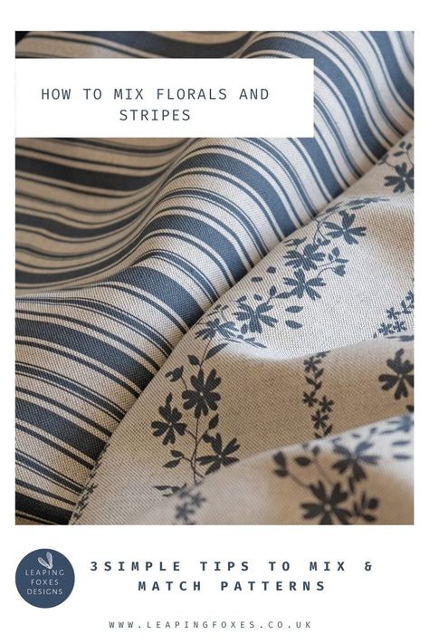 floral and striped fabric Mixing Stripes And Florals, Floral And Stripes Bedroom, Mixing Patterns Living Room, Mixing Fabrics Patterns, Striped Bedroom, Transitional Fabric, Stripes And Floral, French Fabrics, Striped Decor