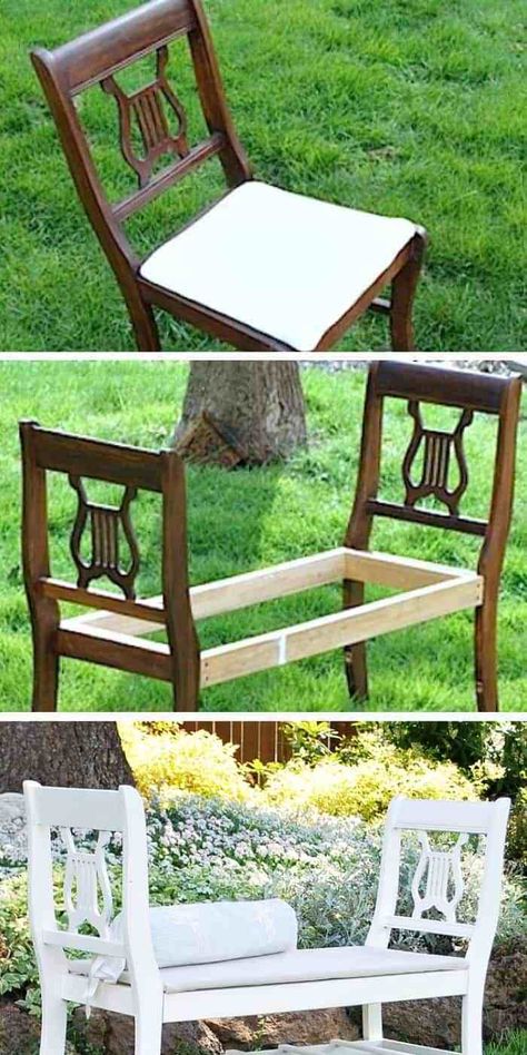 Creative Bench, Dekoratívne Vence, Koti Diy, Chairs Repurposed, Diy Furniture Redo, The Saw, Diy Furniture Hacks, Back Porch Ideas, Diy Furniture Renovation