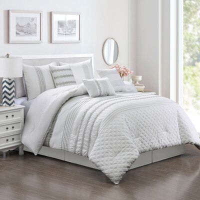 Grey And White Comforter, Luxury Comforter Sets, White Comforter, Ruffle Bedding, Bed In A Bag, Comfortable Bedroom, Queen Comforter Sets, Queen Comforter, King Comforter