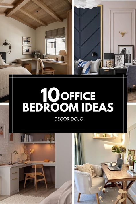 Explore our Office Bedroom Ideas board to find the perfect blend of work and relaxation in your space. Discover innovative designs that integrate efficient workstations into calming bedroom settings. Whether you're outfitting a small room or updating a large space, find inspiration for multifunctional furniture, smart storage solutions, and stylish decor that supports both productivity and peace. Perfect for home office enthusiasts and bedroom decorators alike! Small Guest Room And Office Ideas, Bedroom As An Office, Work Room Ideas Home, Bedroom And Desk Ideas, Hidden Bedroom Office, Spare Bedroom With Office Ideas, Bedroom Office Space Ideas, Spare Bed Office Ideas, Master Bedrooms Decor With Desk