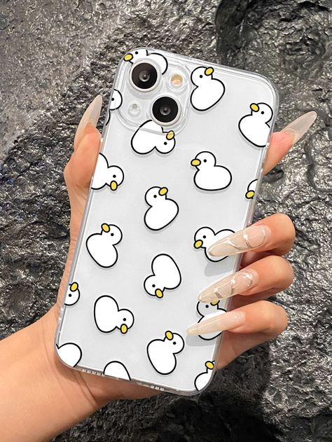 Multicolor  Collar  TPU Cartoon Phone Cases Embellished   Phone/Pad Accessories Duck Phone Case, Makeup Gadgets, Winter Phone Case, Y2k Winter, Duck Pattern, Cartoon Duck, Nike Converse, Earbuds Case, Cute Phone Case