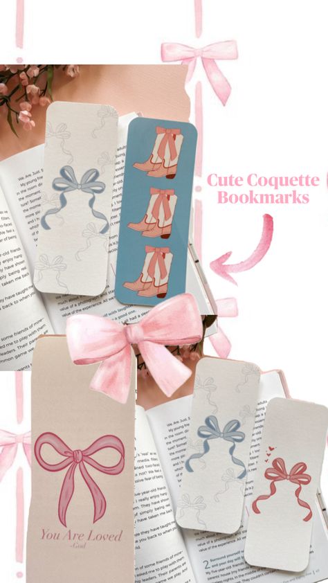 The cutest bow bookmarks, book lovers need. Coquette aesthetic in bookmark style Coquette Bookmark, Bow Art, Say Less, Origami Bookmark, Kawaii School Supplies, Cute Bookmarks, Diy Crafts Paper Flowers, Wedding Ties, Mini Canvas Art