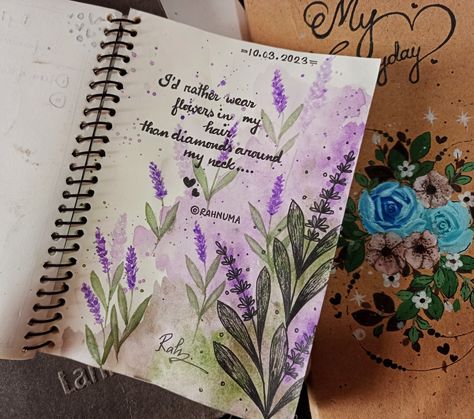 Shimmering watercolour effect lavender journal Purple Journal Ideas, Lavender Journal, Lavender Quotes, Theme Journal, Bulletin Journal, Watercolour Effect, Journaling Art, Birthday Gifts For Boyfriend Diy, Bulletin Journal Ideas