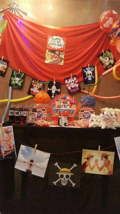 Ace and luffy birthday party One piece birthday party theme Luffy Birthday Party, Happy Birthday Anime Art, Birthday Anime Art, One Piece Birthday Theme Party Ideas, One Piece Birthday Party, Luffy Birthday, Happy Birthday Anime, One Piece Birthday, One Piece Birthdays