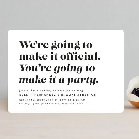 16 Funny Wedding Invitations That Will Make Your Guests LOL Funny Wedding Save The Date, Funny Wedding Rsvp Cards, Fun Wedding Invite Wording, No Kids Wedding Invite Wording Funny, Clever Wedding Invitations, Weird Wedding Invitations, Cocktail Wedding Invitations, Wedding Fun Ideas For Guests, Surprise Wedding Invitations