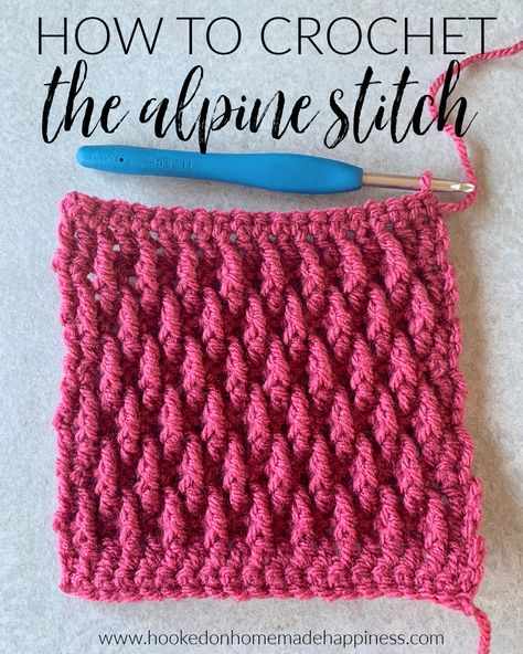 How to Crochet the Alpine Stitch | Hooked on Homemade Happiness Couture, Crochet Cal, Alpine Stitch, Blanket Stitches, Modern Crochet Blanket, Crochet Stitches Unique, Crochet Stitches For Blankets, Dishcloth Crochet Pattern, Knitting Paterns