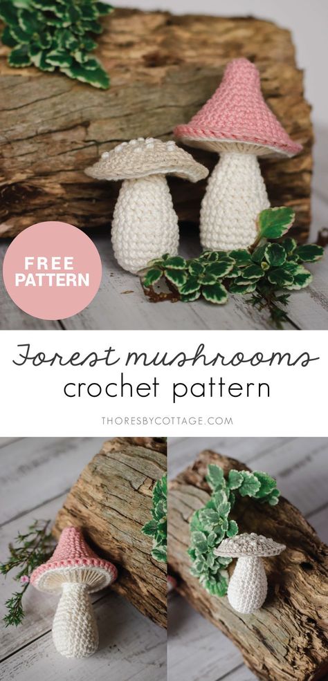 Crochet Mushroom Pattern, Crochet Mushrooms, Crochet Woodland, Mushroom Pattern, Crochet Nursery, Crochet Mushroom, Crochet Patron, Crochet Animals Free Patterns, Crochet Plant