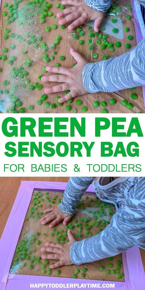 Green Pea Sensory Bag - HAPPY TODDLER PLAYTIME Water Play For Infants, Fairy Tale Activities For Infants, Painting With Toddlers Ideas, Activity For 8 Month Old, Green Toddler Activities, Sensory Activities Infants, Sensory Bags For Infants, Green Activities For Toddlers, Sensory Activities For Babies 0-6