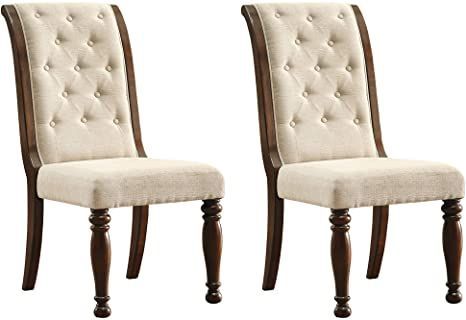Signature Design by Ashley Porter Traditional Hand Finished Tufted Upholstered Dining Chair, Set of 2, Brown Contemporary Dining Room Sets, Dsw Chair, Parsons Dining Chairs, Sectional Sofa With Recliner, Tufted Dining Chairs, Brown Chair, Tufted Chair, Elegant Chair, Fabric Dining Chairs