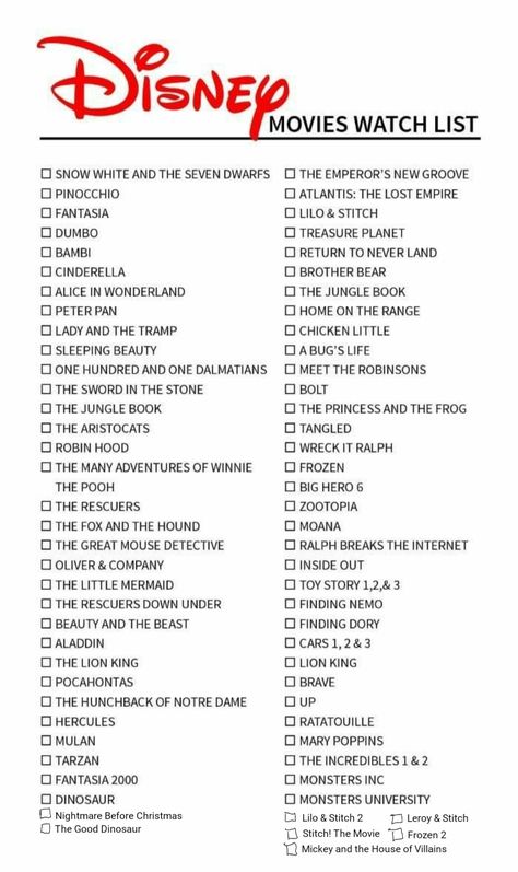 Movie Marathon Disney, Love Movie List, Every Disney Movie List, Disney Movies Checklist, Best Disney Movies List, Disney Hotstar Series To Watch, Disney Movie Watch List, Disney Checklist Movie, Things To Watch On Disney+