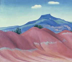 “It’s my mountain.” -Georgia O’Keeffe, 1965 One of Georgia O’Keeffe’s largest sources of inspiration at Ghost Ranch is Cerro Pedernal, often known simply as Pedernal. The u… Santa Fe, Georgia O'keefe Art, Georgia O Keeffe Paintings, O Keeffe Paintings, Georgia O'keeffe, Mountains Flowers, Ghost Ranch, Landform, Georgia Okeefe