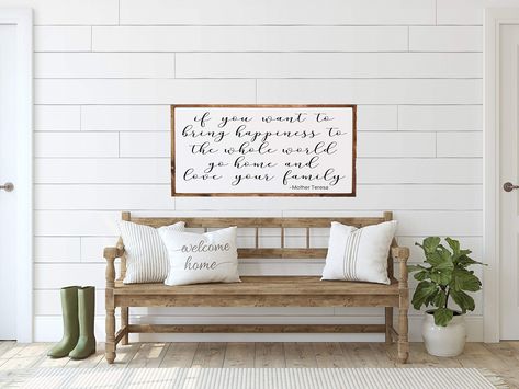 PRICES MAY VARY. Size for Decorating ➤ 12x22 inch size is perfect for living room decor, guest room decor or entryway decor. Exquisite Material ➤ Made of high quality wood, premium materials ensure a lightweight yet sturdy structure. The rustic sign will be a wonderful decor on the wall. Easy to Hang or Stand ➤ Pre-installed hanging hooks makes this wood wall decor easy to mount, and it is also able to stand on table, shelf, cabinet and everywhere. Classic Farmhouse Decor ➤ Aimed at the simple a Family Wood Signs, Love Your Family, Name Wall Art, Wood Frame Sign, Farmhouse Wall Art, Family Name Signs, Farmhouse Wall Decor, Bring Happiness, Farmhouse Wall