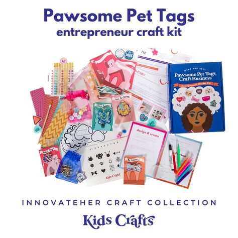 If you're in search of a unique homeschool activity or the perfect DIY craft kit, our Pawsome Pet Tags Business Craft Kit is an excellent choice. Ideal as Easter basket stuffers for girls, a birthday present for 10-year-old girls, or a thoughtful Valentine's Day gift, this kit is a brilliant way to inspire young entrepreneurs and animal enthusiasts. More than just a craft project, it's a launching pad for creativity and business skills. Tailored for young, aspiring business owners and pet lovers, our kit comes with all the essentials to create 20 personalized pet tags. These tags are sure to make any pet stand out. The kit includes a variety of materials such as shrink art, acrylic tags, vibrant stickers, markers, stencils, and glitter glue, all intended to ignite creativity and enable gir