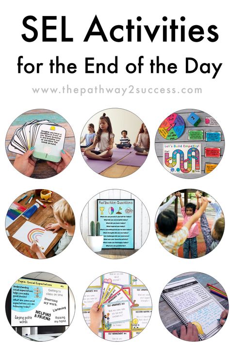 The end of the day is the perfect time to build social-emotional skills! Use activities to help students strengthen their SEL skills. Reflection questions are a helpful way to build metacognitive practices. Journal writing allows students to work on all sorts of social skills. Organization time helps students end the day on a positive note. Use these strategies (and much more). Emotional Learning Activities, Sel Activities, Mindful Breathing, Social Emotional Learning Activities, Working Memory, Reflection Questions, Social Emotional Skills, Organizing Time, Emotional Skills