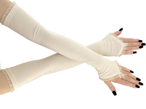 long ivory fingerless gloves elegant arm by FashionForWomen Fingerless Gloves Wedding, Bridal Gloves Long, Gloves Elegant, Bride Gloves, Ivory Gloves, Fancy Gloves, Black Fingerless Gloves, Kitten Play Collar, Gloves Wedding