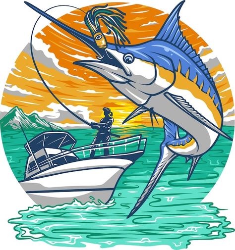 Fishing, Beauty, Graphic Design, Fish, Sea Fishing, Sea Fish, Premium Vector, Graphic Resources, Home Jewelry