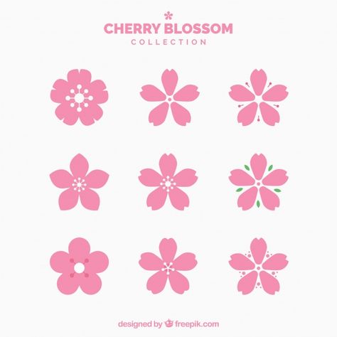 Collection of pretty cherry blossoms | Free Vector #Freepik #freevector One Cherry Blossom Tattoo, Cherry Blossom Graphic Design, Sakura Logo Design, Language Tracker, Cherry Blossom Logo, Sakura Logo, Cherry Blossom Illustration, Sakura Illustration, Blossom Illustration