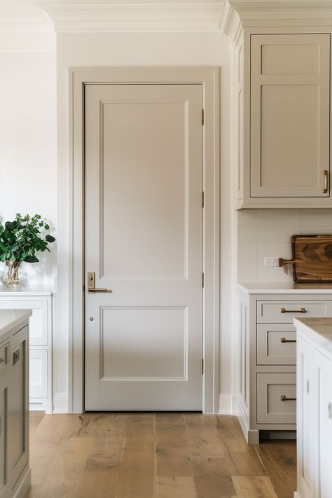 Subtle Contrast Trim, Cream Interior Doors, Non White Kitchen Cabinets, Interior Door Paint, Interior Door Paint Colors, Interior Door Color, Interior Door Colors, Painted Interior Doors, Door Paint