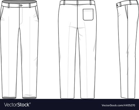 Croquis, Pants Back View, Simple Outline Drawing, Tech Drawing, Side Pants, Outline Drawing, Outline Drawings, Pants Design, Technical Drawing