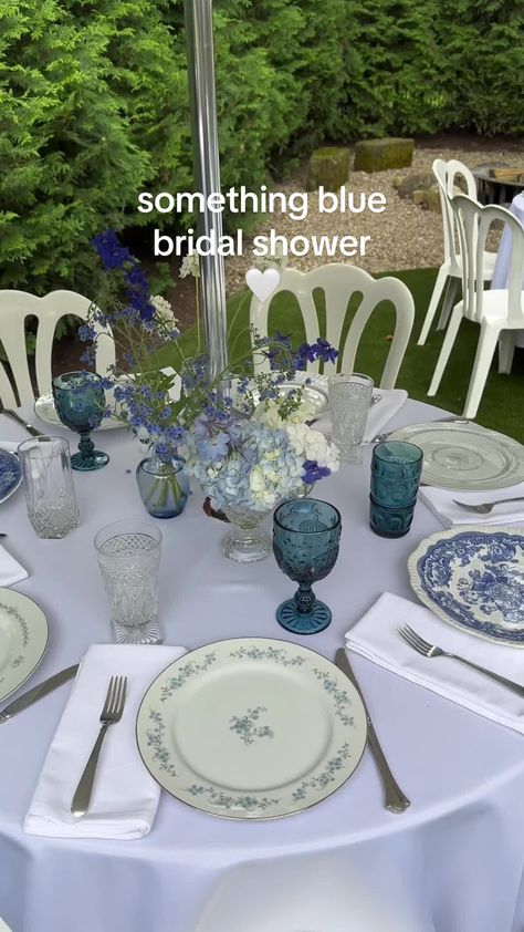 Something Blue Party Theme, Blue And White Bridal Luncheon, Something Blue Before I Do Bridal Shower Decor, Bridal Shower Theme Something Blue, Blue Before I Do, Something Blue Before I Say I Do, Modern Bridal Shower Themes, Bridal Shower Themes Something Blue, French Blue Bridal Shower Ideas