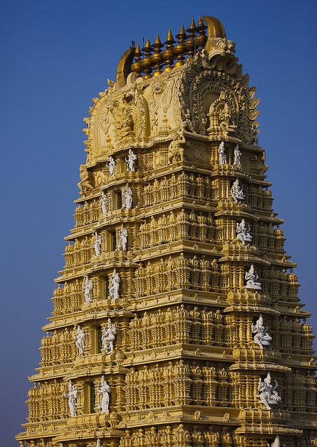 Gopuram Of The Ancient Dravidinian Style Lakshmi Ramana Swami Temple, Mysore, India by Eric Lafforgue, via Flickr Mysore Palace, Temple India, Indian Temple Architecture, India Architecture, Temple Photography, Ancient Indian Architecture, Amazing India, Eric Lafforgue, Temple Architecture