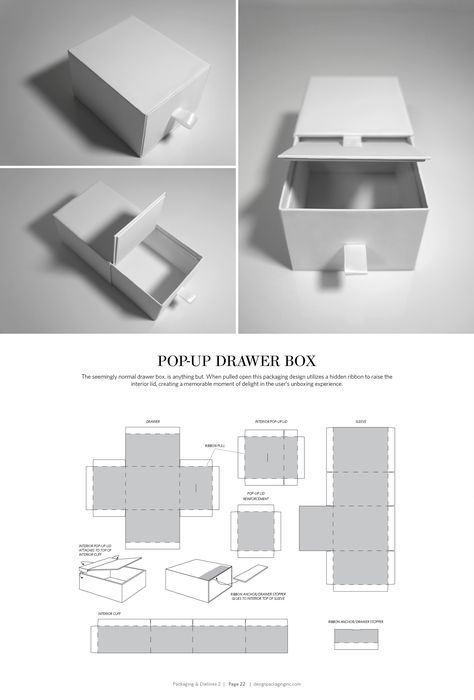 Pop-Up Drawer Box – structural packaging design dielines Structural Packaging, Packaging Dielines, Kartu Ulang Tahun Diy, Pola Kotak, Packaging Template Design, Diy Cadeau, Packaging Template, Box Packaging Design, Restaurant Branding