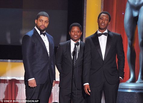 On the stage: O'Shea, Jason and Corey introduced their film as a nominee Los Angeles, Colton Haynes, Angeles, Straight Outta Compton Movie, O Shea Jackson Jr, O’shea Jackson, Corey Hawkins, Jason Mitchell, Outta Compton